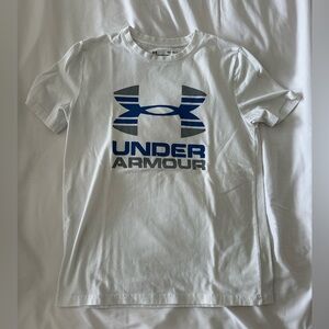 Boys’ Loose-Fit White Under Armour Logo T-Shirt